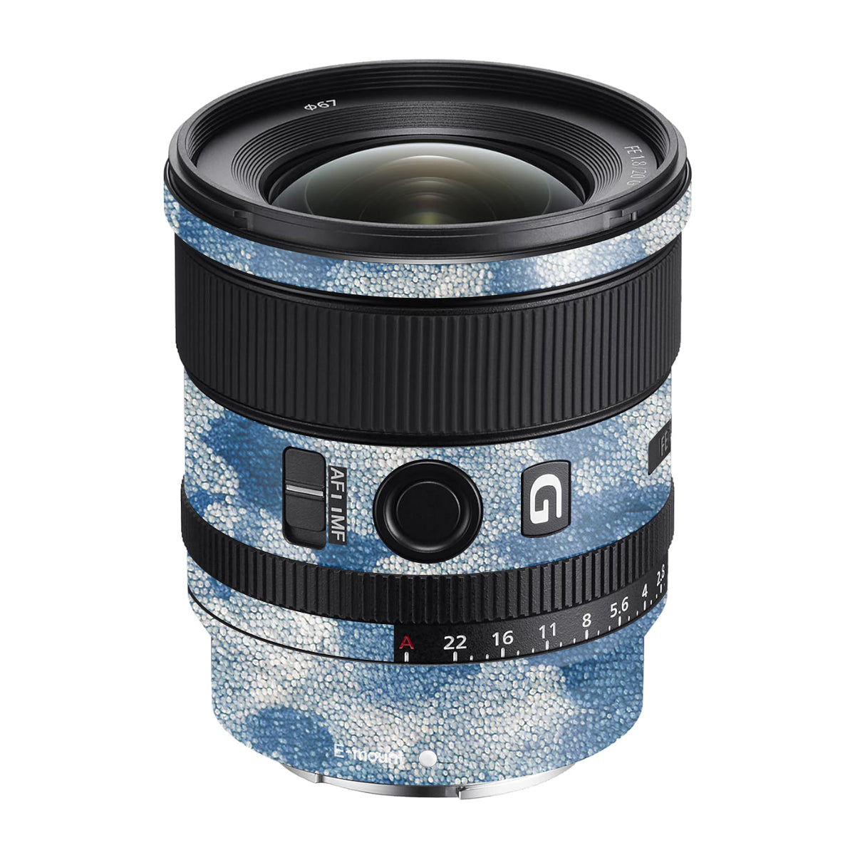 Blue Watercolor Fabric Sony FE 20mm F/1.8 G Camera Lens Skin