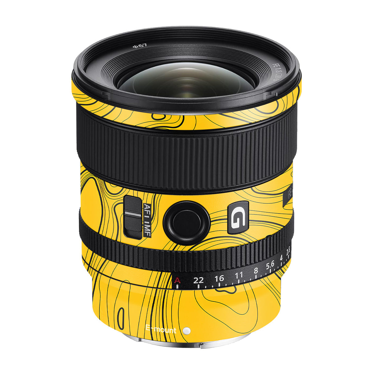 Topographic Map Pattern Sony FE 20mm F/1.8 G Camera Lens Skin