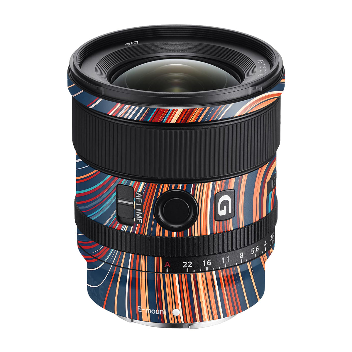 Retro Abstract Striped Swirl Sony FE 20mm F/1.8 G Camera Lens Skin