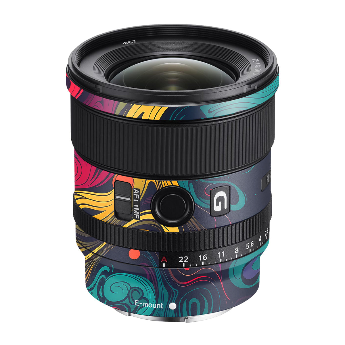 Psychedelic Color Swirl Sony FE 20mm F/1.8 G Camera Lens Skin