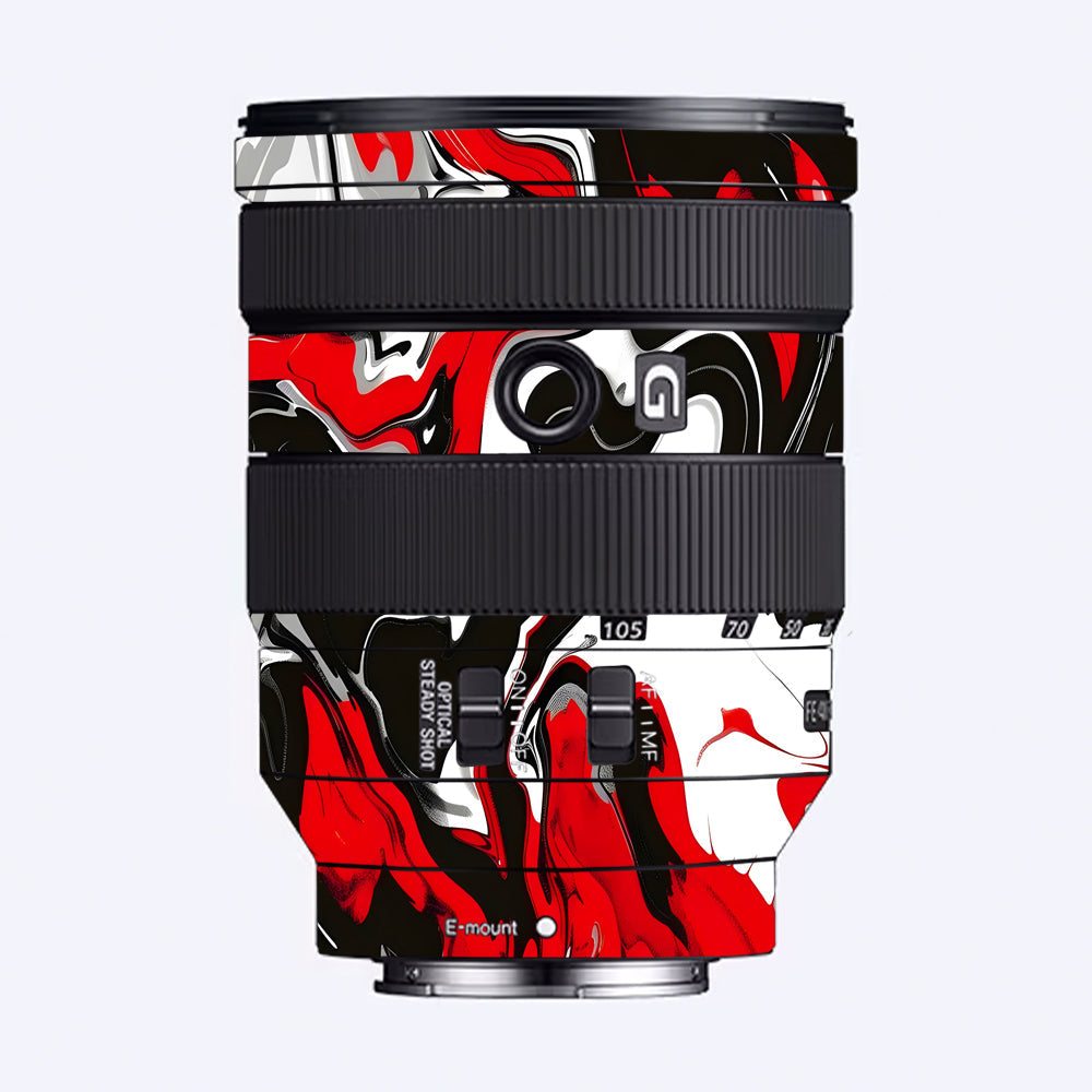 Scarlet and White Motion Sony FE 24–105mm f/4 G OSS Camera Lens Skin