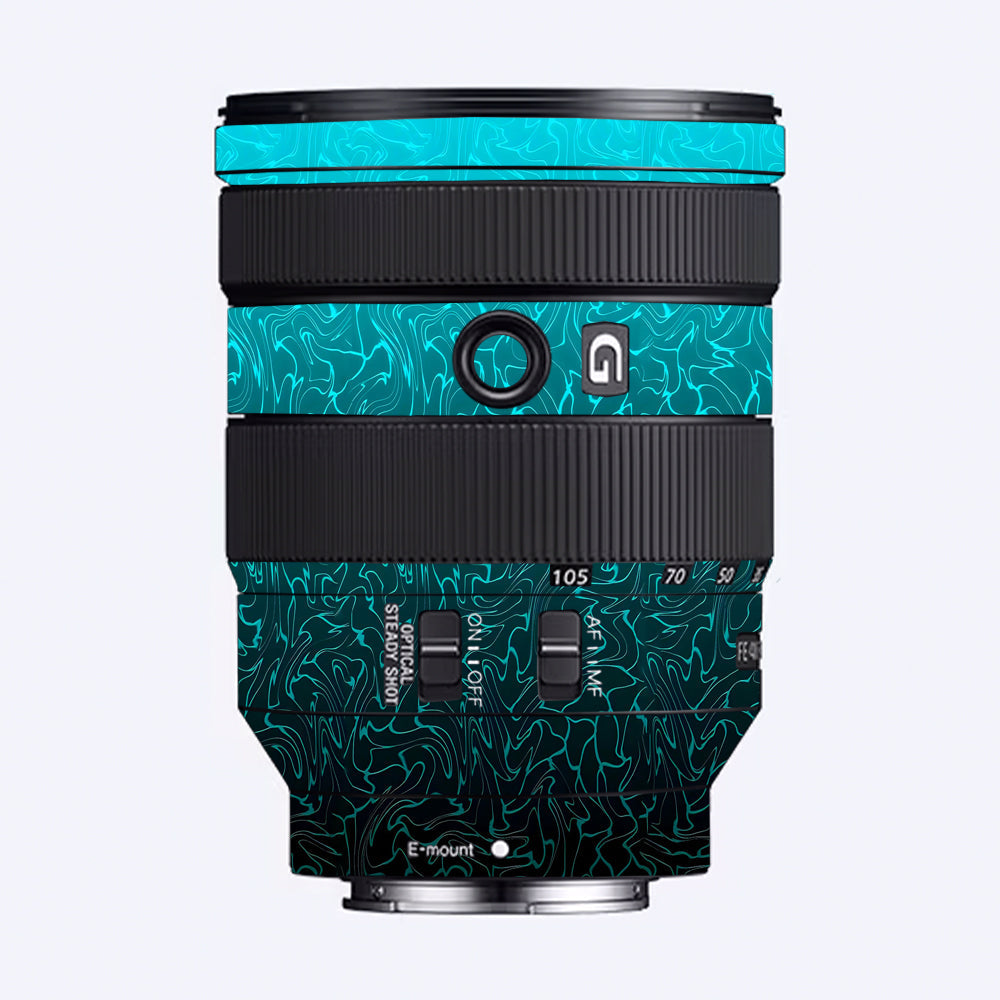 Cyan Blue to Black Gradient Sony 24-105mm Camera Lens Skin