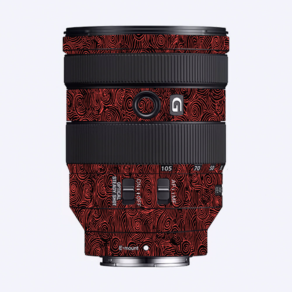 Red Spirals Sony 24-105mm Camera Lens Skin