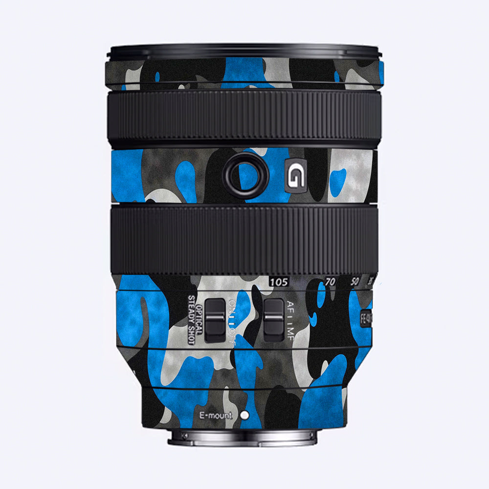 Blue Grey Camo Sony FE 24–105mm f/4 G OSS Camera Lens Skin