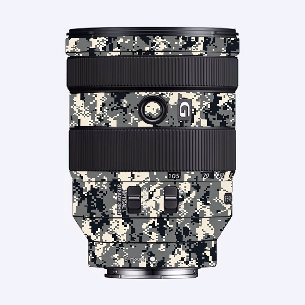 Grey Black Pixel Sony 24-105mm Camera Lens Skin