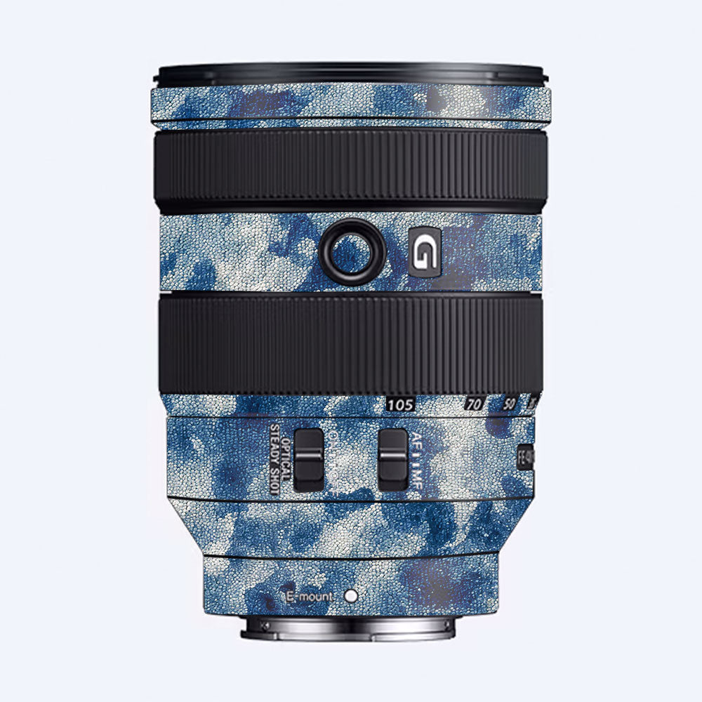Blue Watercolor Fabric Sony FE 24–105mm f/4 G OSS Camera Lens Skin