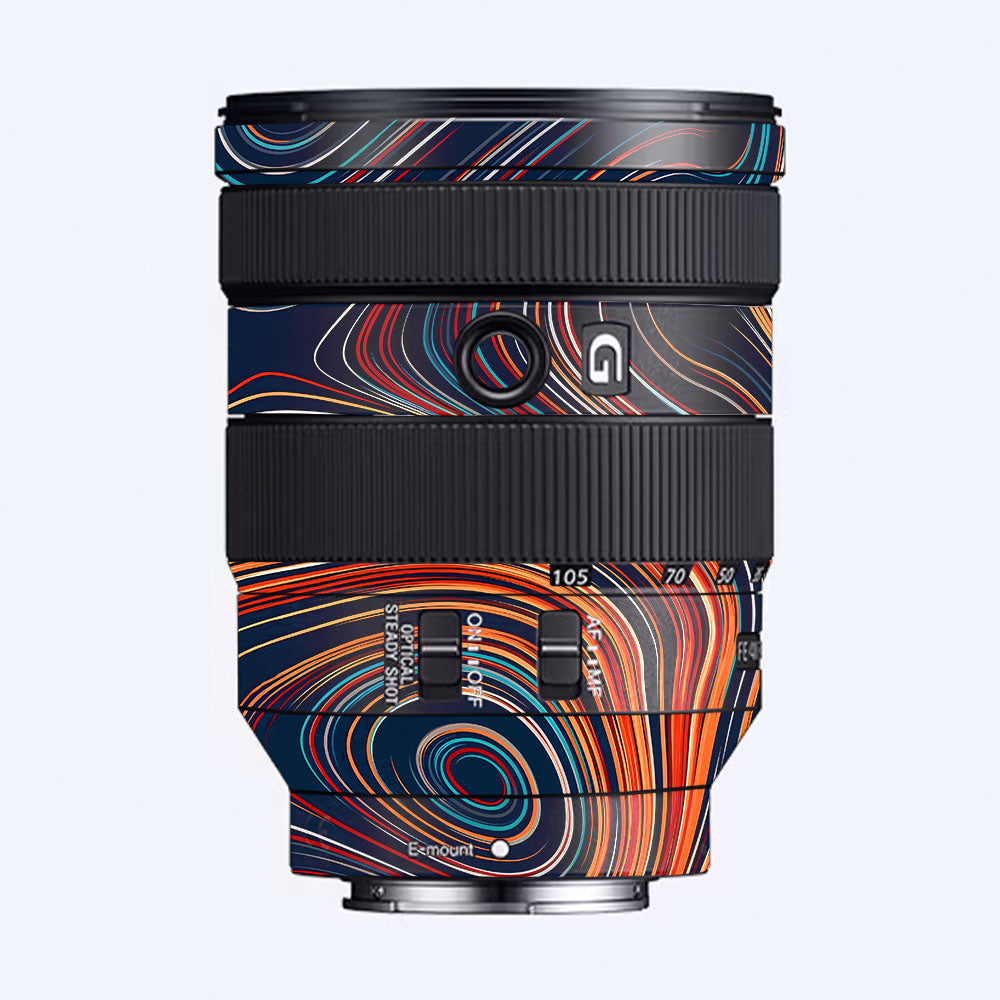 Retro Abstract Striped Swirl Sony FE 24–105mm f/4 G OSS Camera Lens Skin
