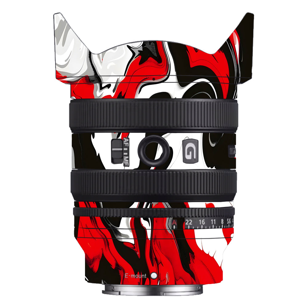 Scarlet and White Motion Sony FE 24–50mm f/2.8 G Camera Lens Skin