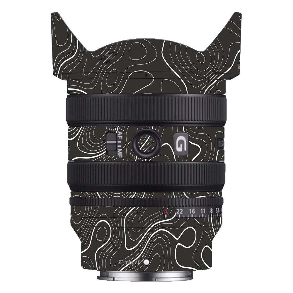 Grayscale Topographic Lines Sony FE 24–50mm f/2.8 G Camera Lens Skin