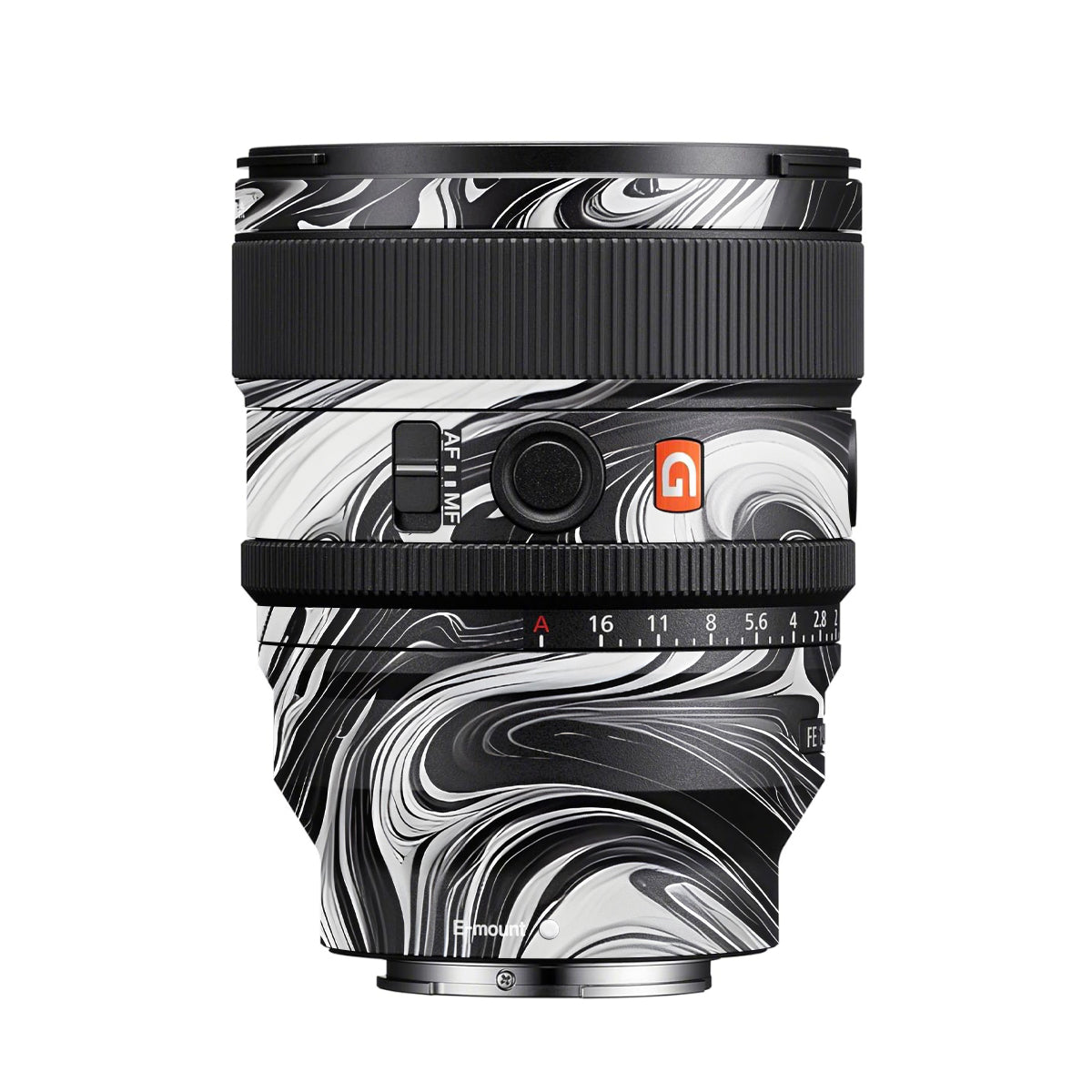 Black and White Marble Sony FE 24mm F/1.4 GM Camera Lens Skin