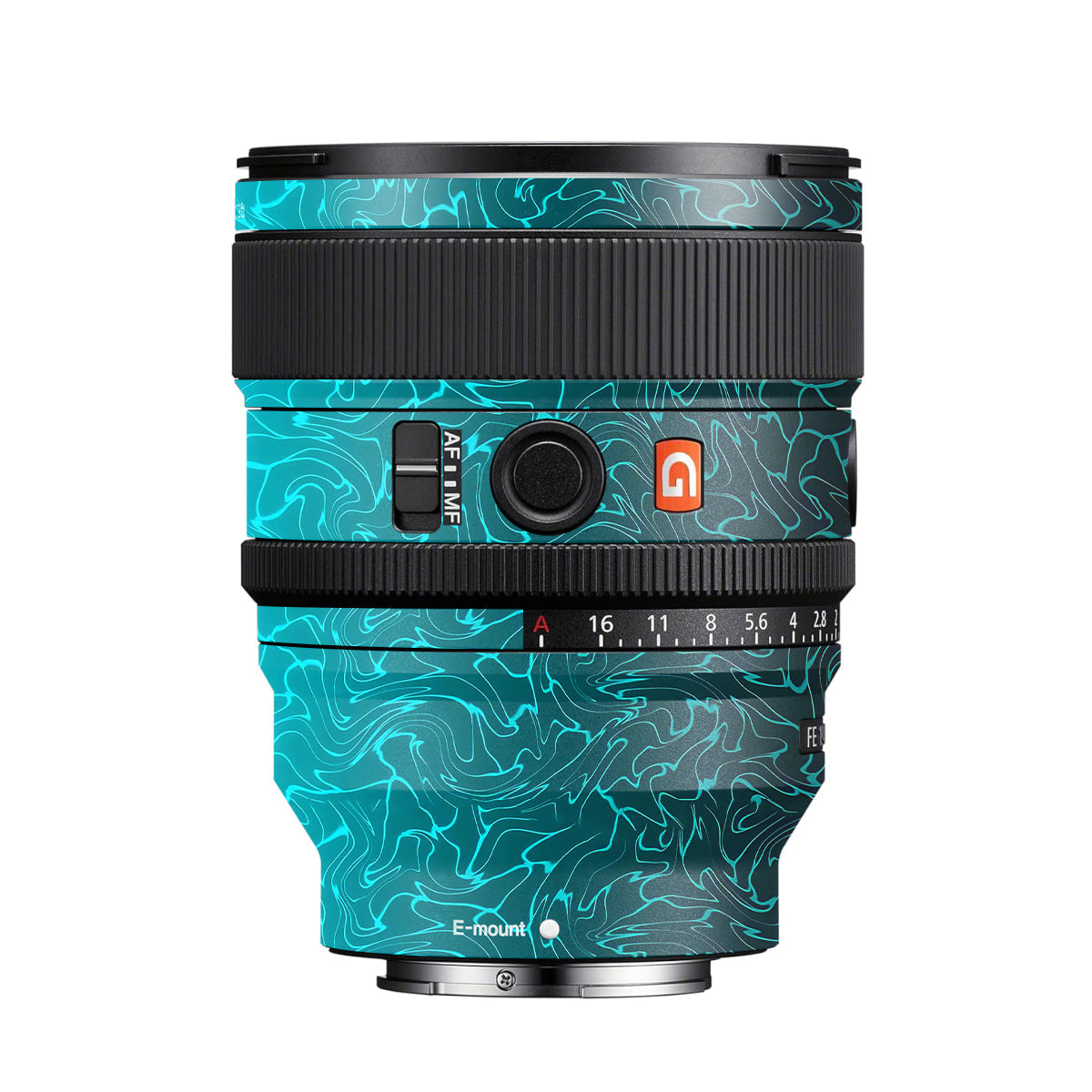 Cyan Blue to Black Gradient Sony FE 24mm F/1.4 GM Camera Lens Skin