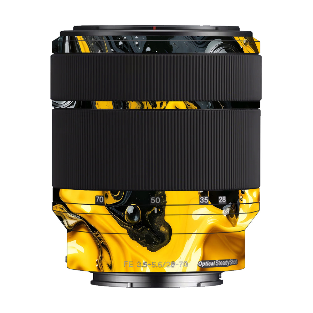 Yellow and Black Paint Swirls Sony 28-70mm Camera Lens Skin