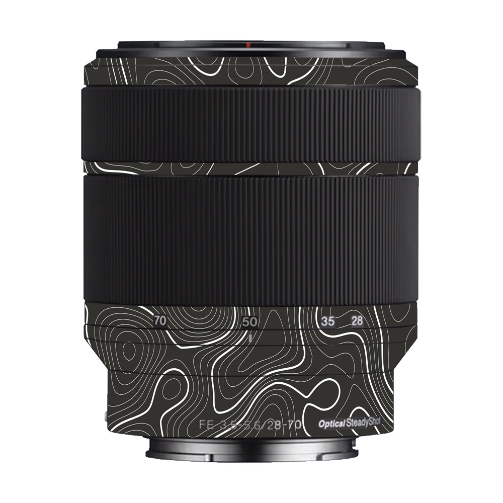 Grayscale Topographic Lines Sony 28-70mm Camera Lens Skin