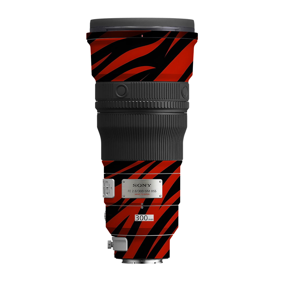 Red and Black Stripes Sony FE 300mm F/2.8 GM OSS Camera Lens Skin