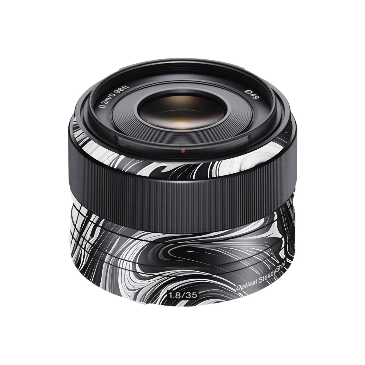 Black and White Marble Sony FE 35mm F/1.8 Camera Lens Skin