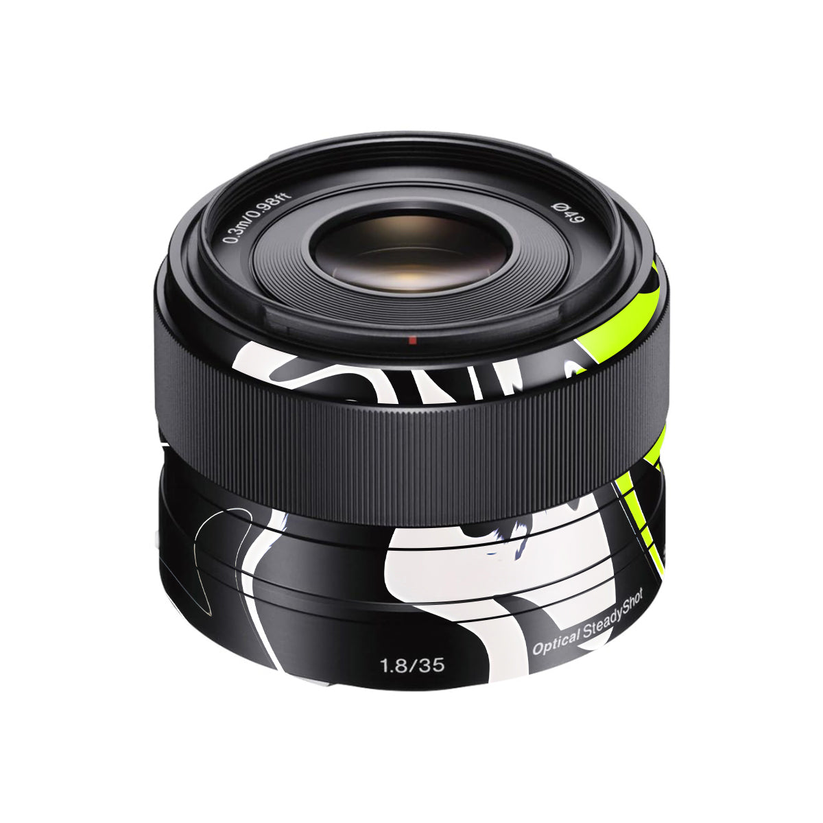 Neon Green and Black Pattern Sony FE 35mm F/1.8 Camera Lens Skin