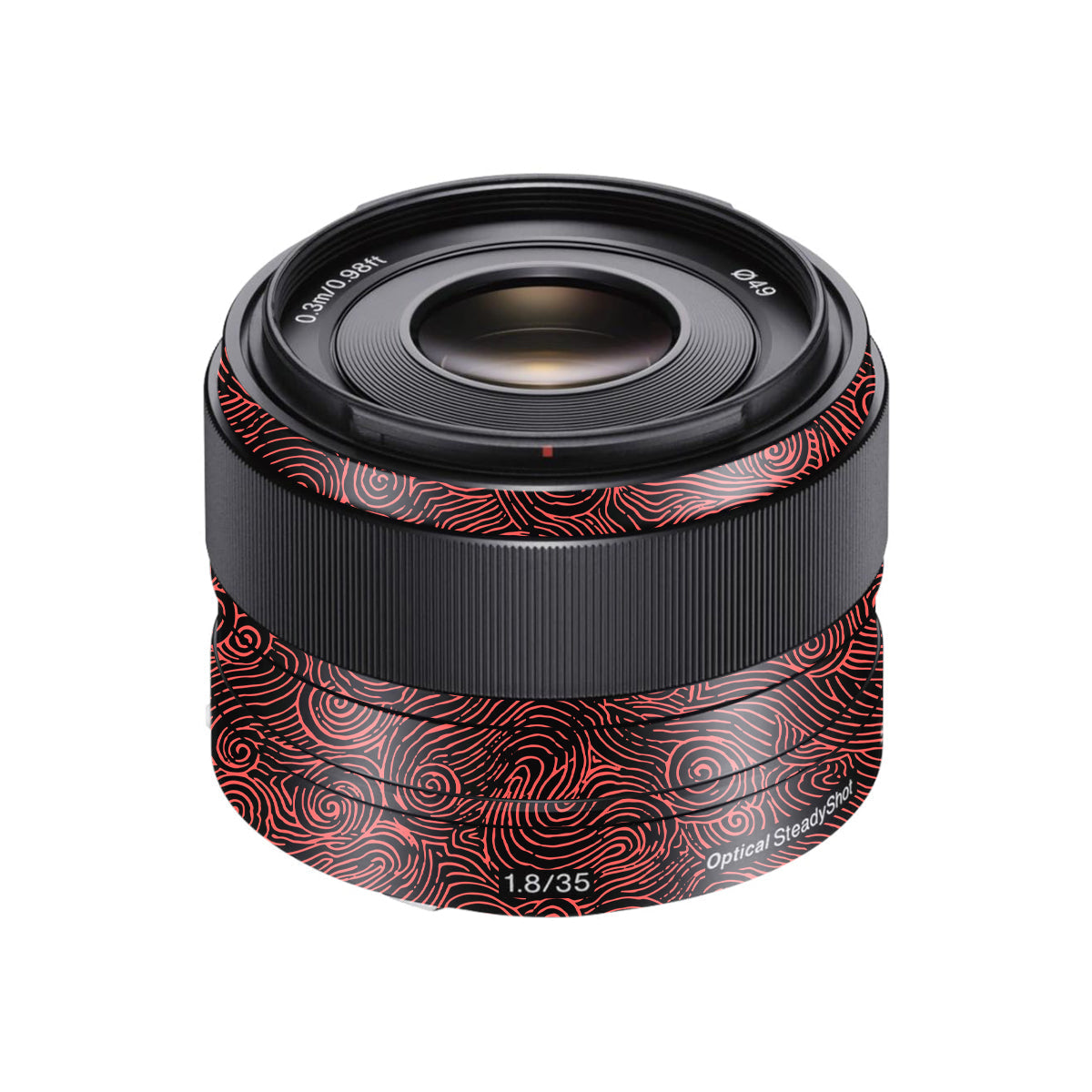 Red Spirals Sony FE 35mm F/1.8 Camera Lens Skin