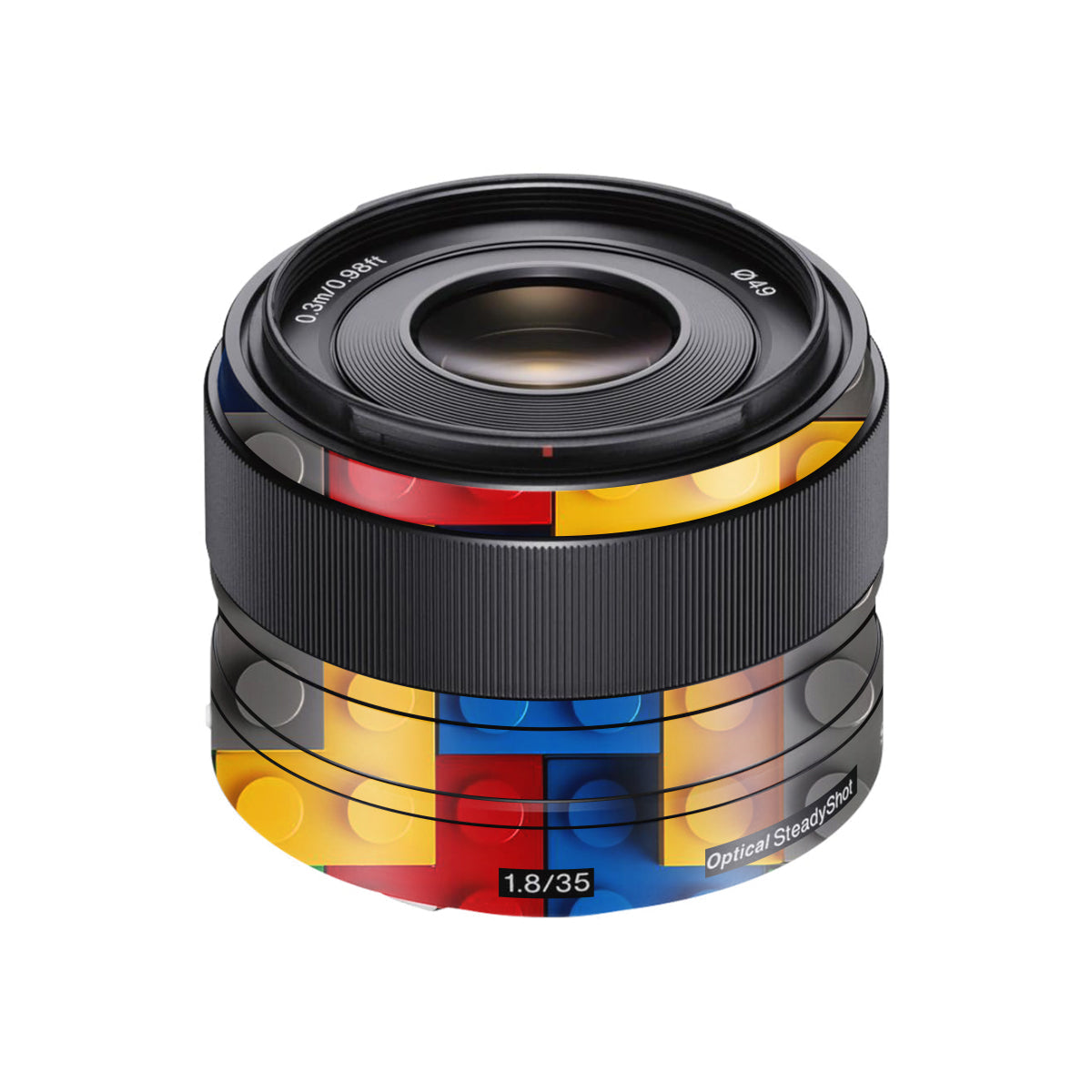 Colorful LEGO Brick Wall Pattern Sony FE 35mm F/1.8 Camera Lens Skin