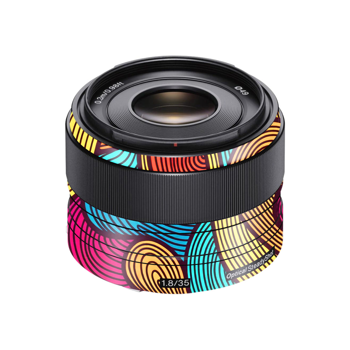 Retro Colorful Doodle Art Pattern Sony FE 35mm F/1.8 Camera Lens Skin