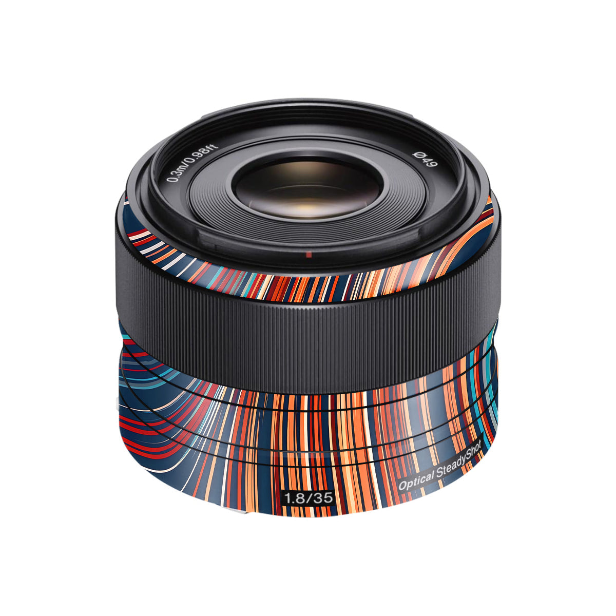 Retro Abstract Striped Swirl Sony FE 35mm F/1.8 Camera Lens Skin