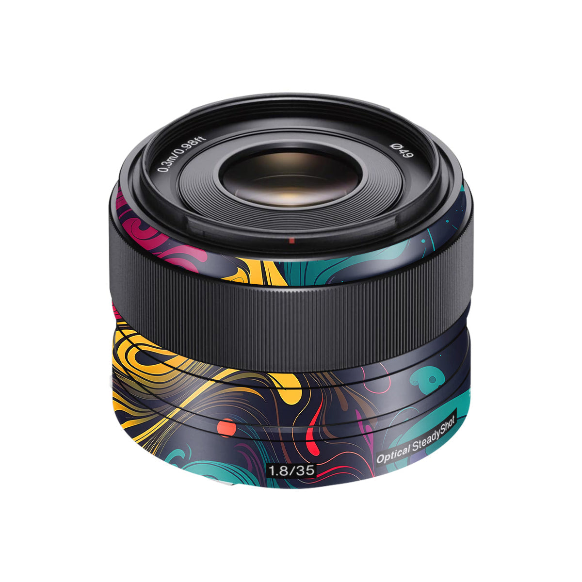 Psychedelic Color Swirl Sony FE 35mm F/1.8 Camera Lens Skin