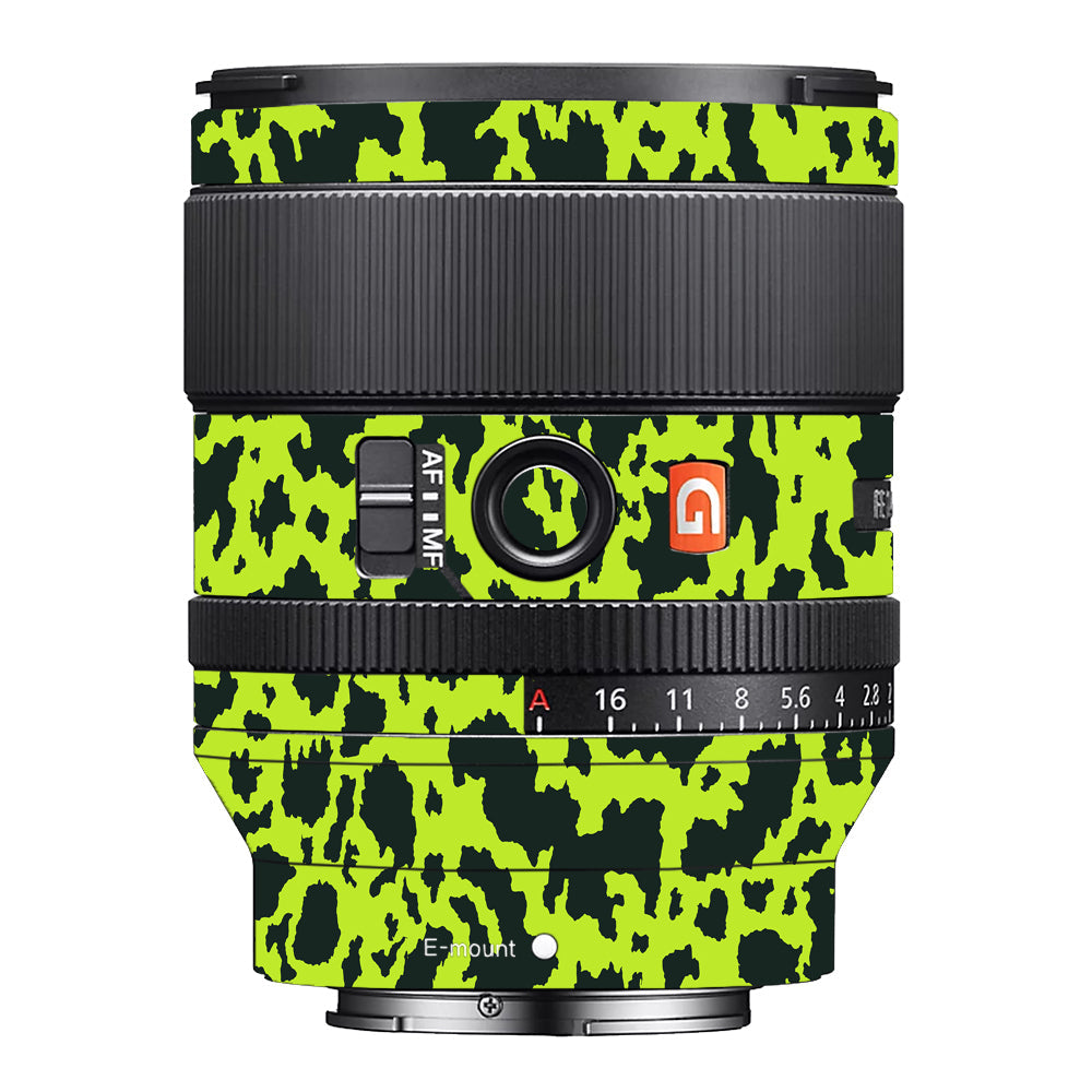 Neon Green Splatter Sony 35mm 1.4 Camera Lens Skin