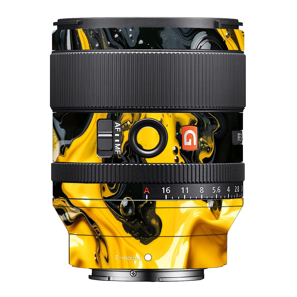 Yellow and Black Paint Swirls Sony FE 35mm f/1.4 GM Camera Lens Skin