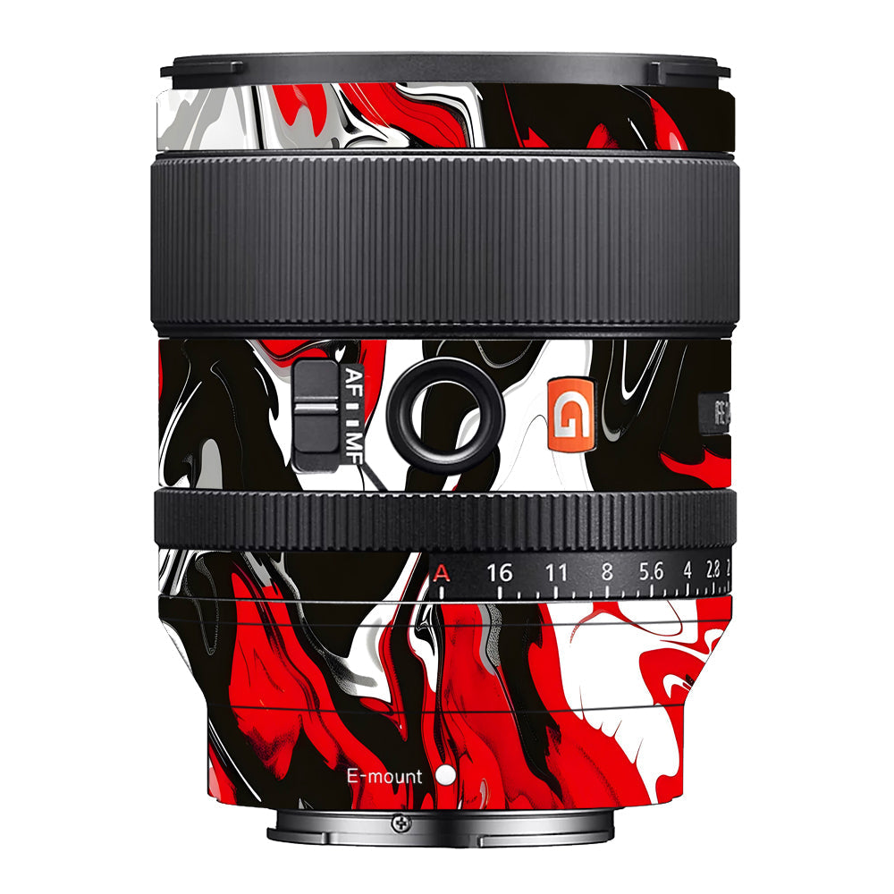 Scarlet and White Motion Sony FE 35mm f/1.4 GM Camera Lens Skin