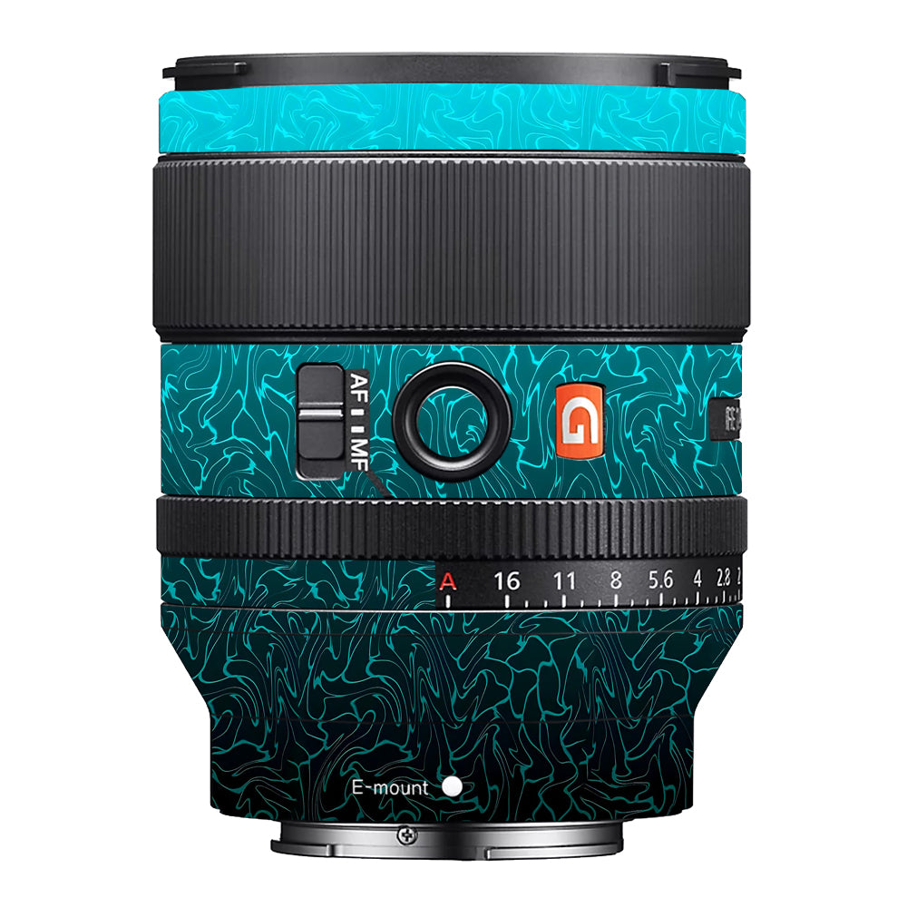 Cyan Blue to Black Gradient Sony 35mm 1.4 Camera Lens Skin