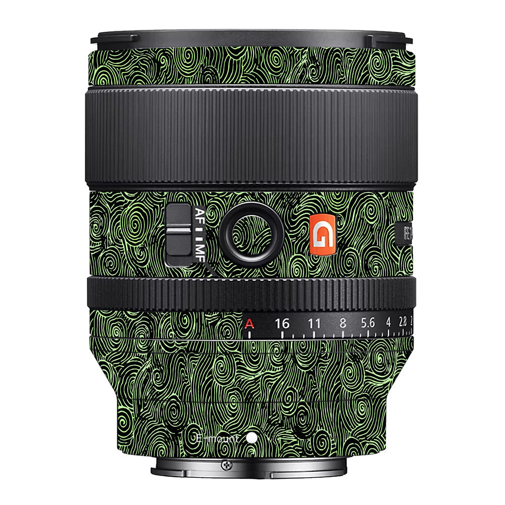 Green Spirals Sony 35mm 1.4 Camera Lens Skin