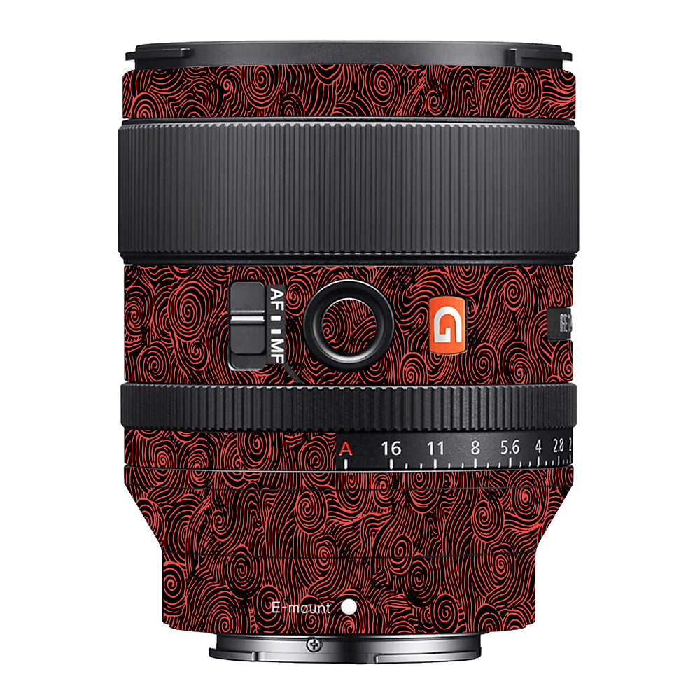 Red Spirals Sony 35mm 1.4 Camera Lens Skin