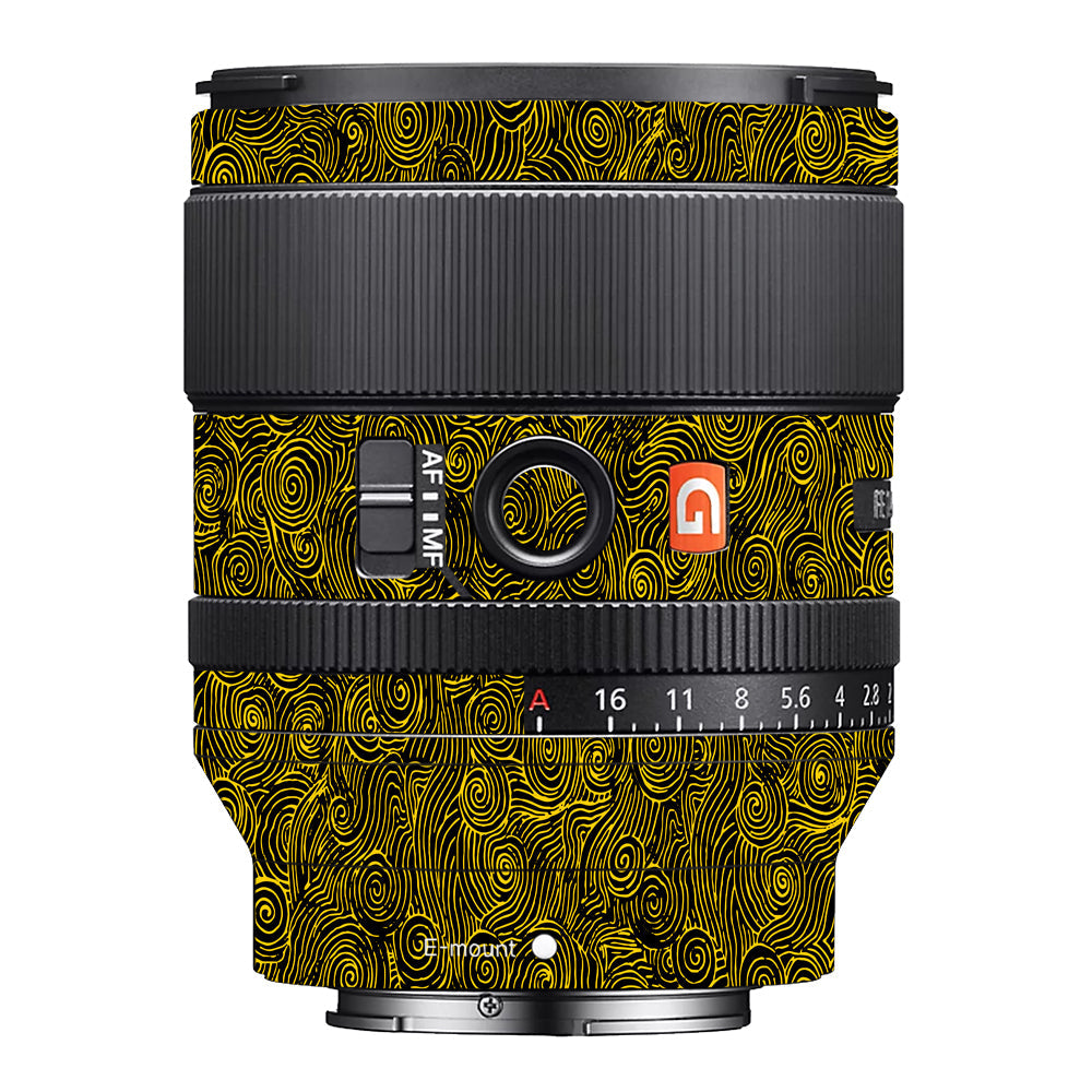 Yellow Spirals Sony 35mm 1.4 Camera Lens Skin