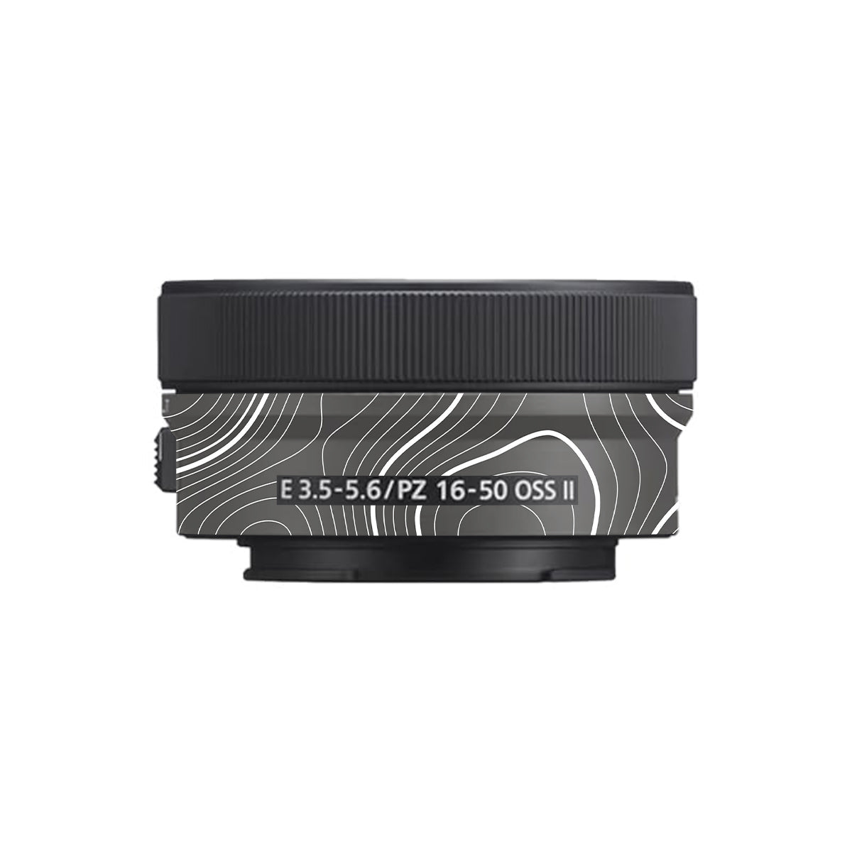 Grayscale Topographic Lines Sony E 16-50mm F/3.5-5.6 Camera Lens Skin
