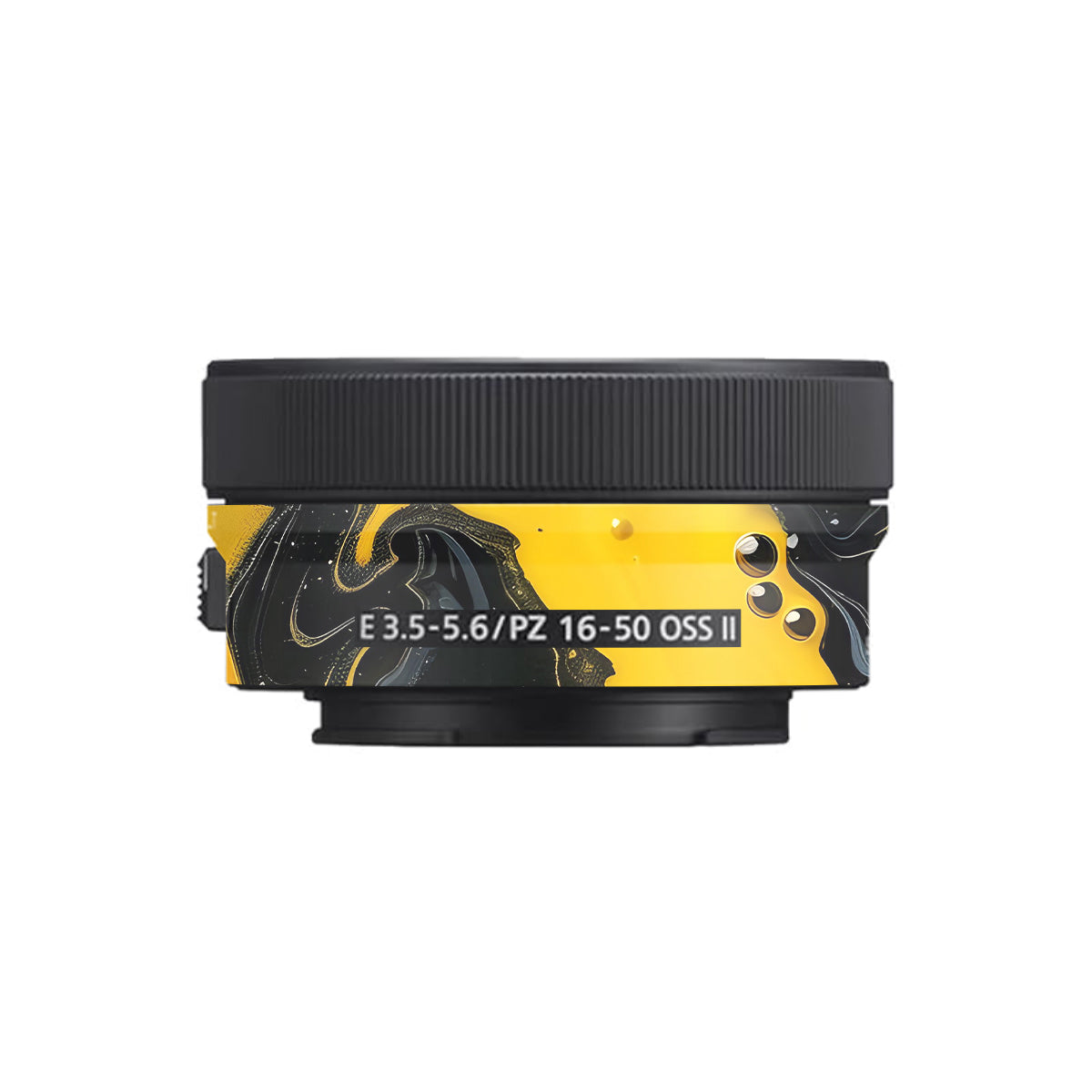 Yellow and Black Paint Swirls Sony E 16-50mm F/3.5-5.6 Camera Lens Skin