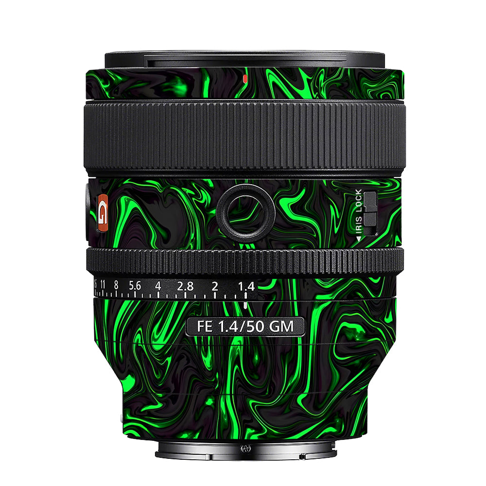 Green Liquid Pattern Sony 50mm 1.4 Camera Lens Skin
