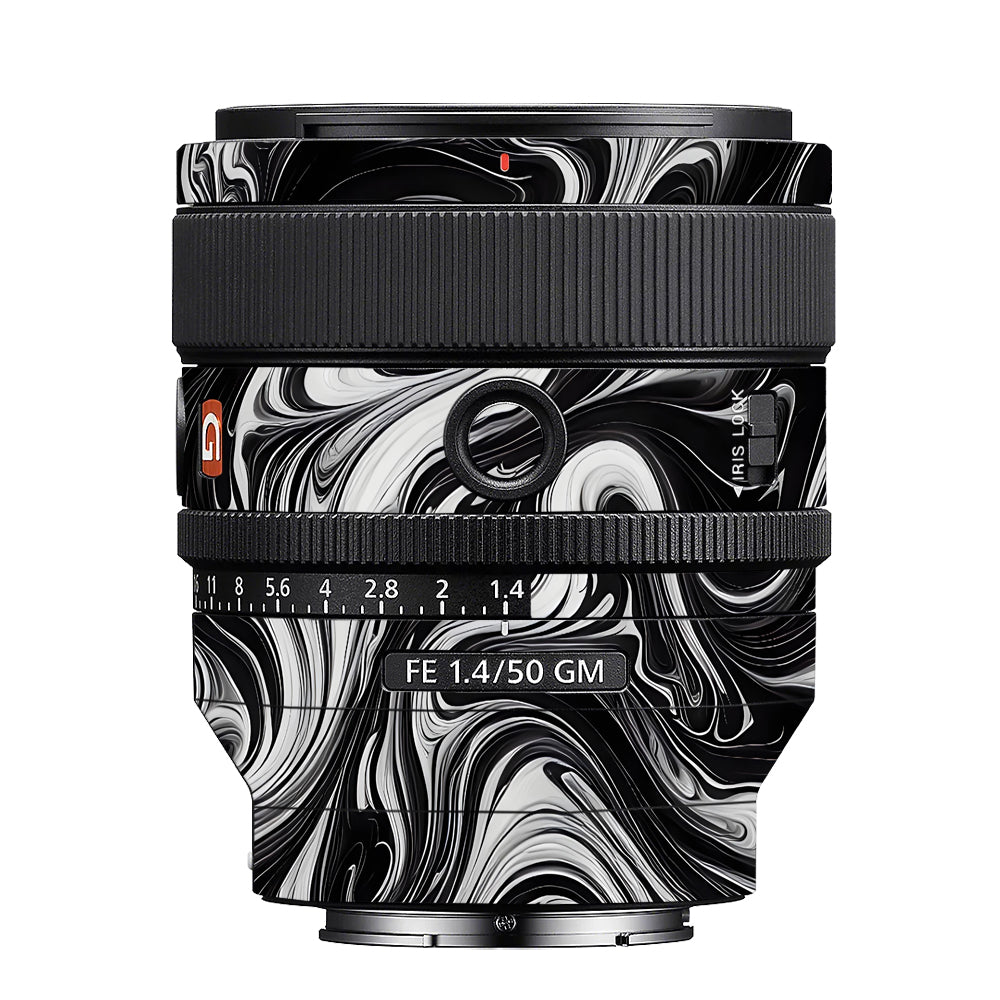 Black and White Marble Sony 50mm 1.4 Camera Lens Skin