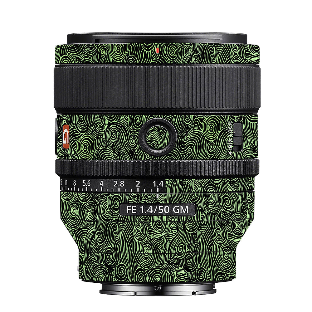 Green Spirals Sony 50mm 1.4 Camera Lens Skin