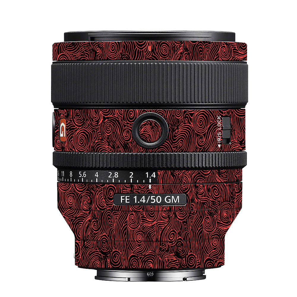 Red Spirals Sony 50mm 1.4 Camera Lens Skin