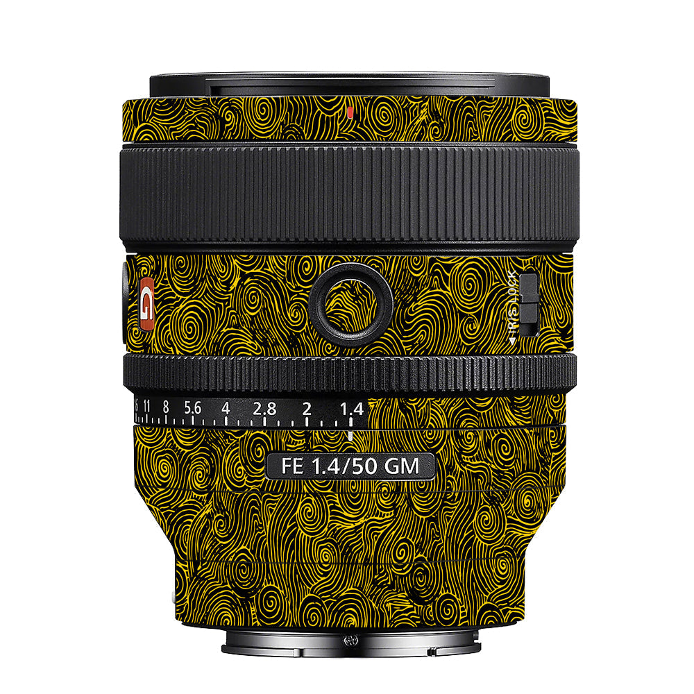 Yellow Spirals Sony 50mm 1.4 Camera Lens Skin