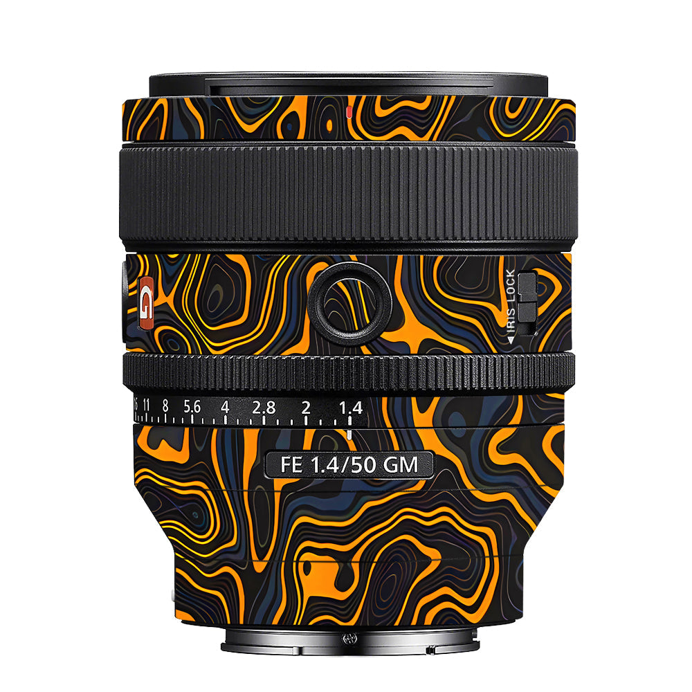 Amber Topographic Waves Sony 50mm 1.4 Camera Lens Skin