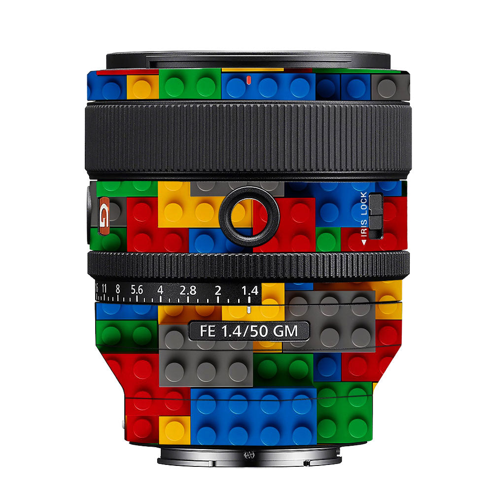 Colorful LEGO Brick Wall Pattern Sony FE 50mm f/1.4 GM Camera Lens Skin