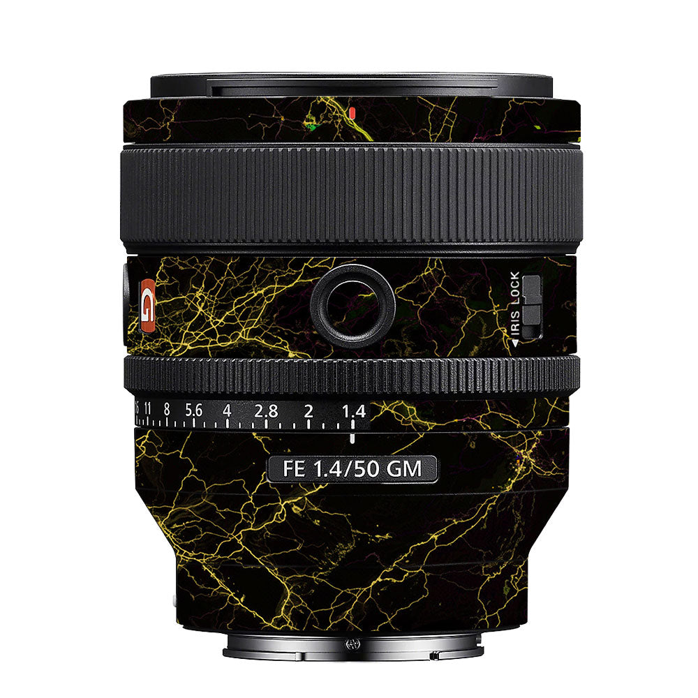 Electric Gold Veins Sony FE 50mm f/1.4 GM Camera Lens Skin