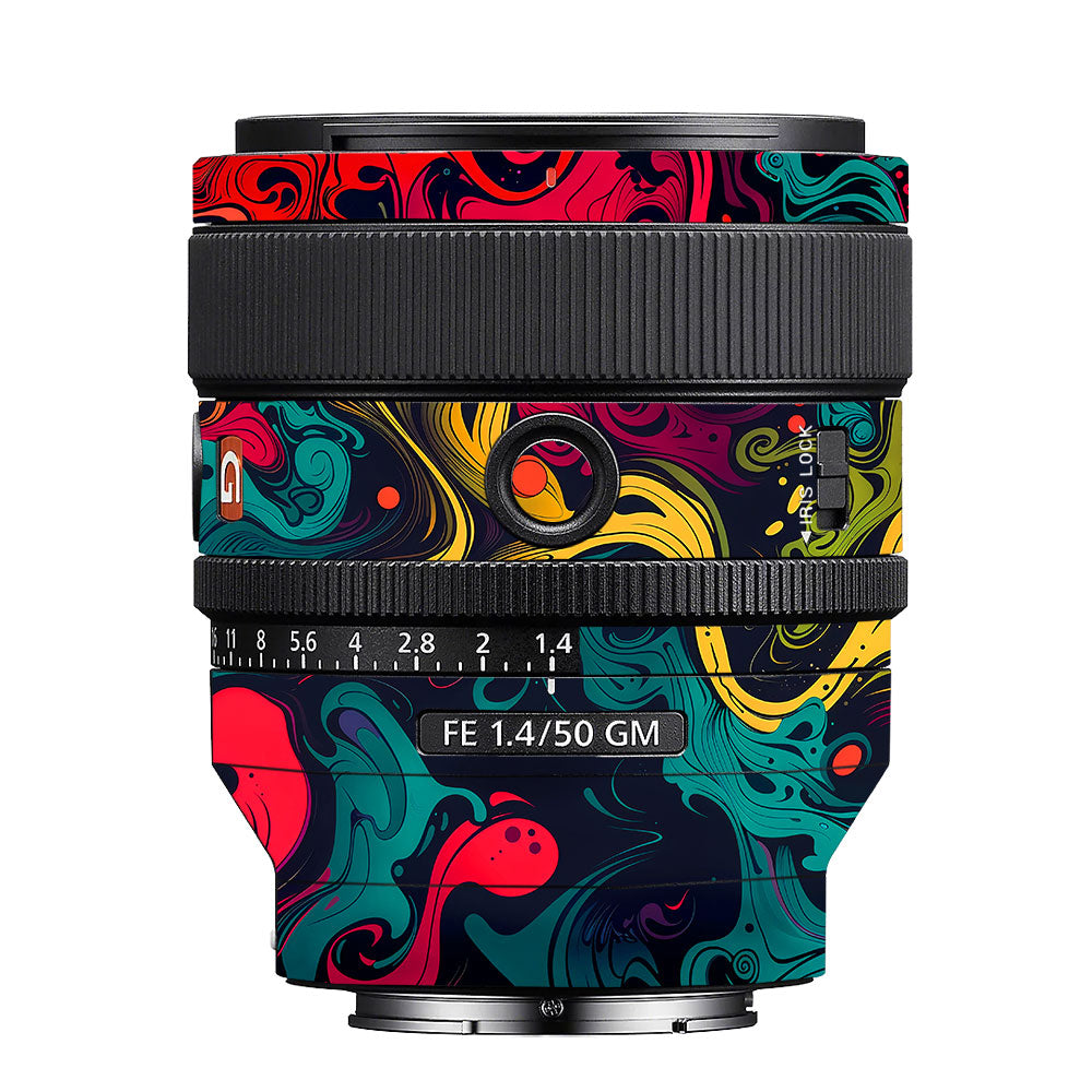 Psychedelic Color Swirl Sony FE 50mm f/1.4 GM Camera Lens Skin