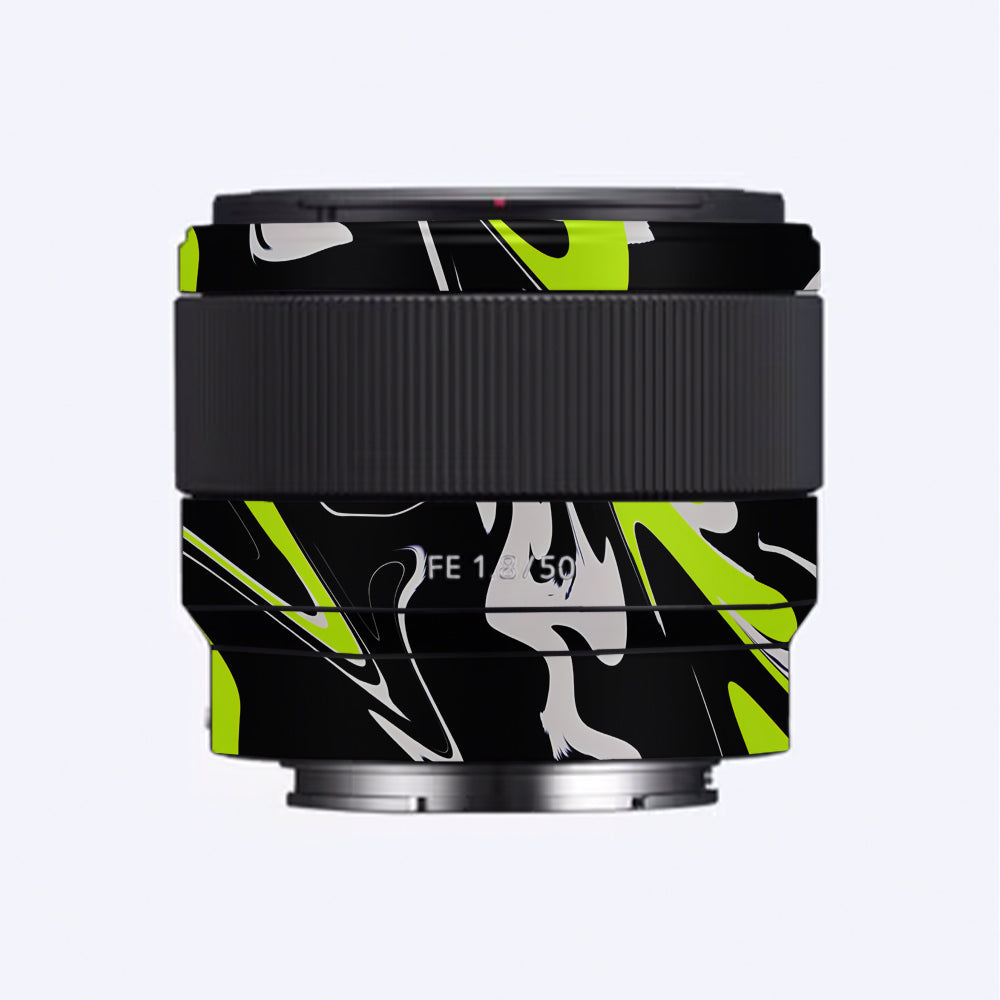 Neon Green and Black Pattern Sony FE 50mm f/1.8 Camera Lens Skin