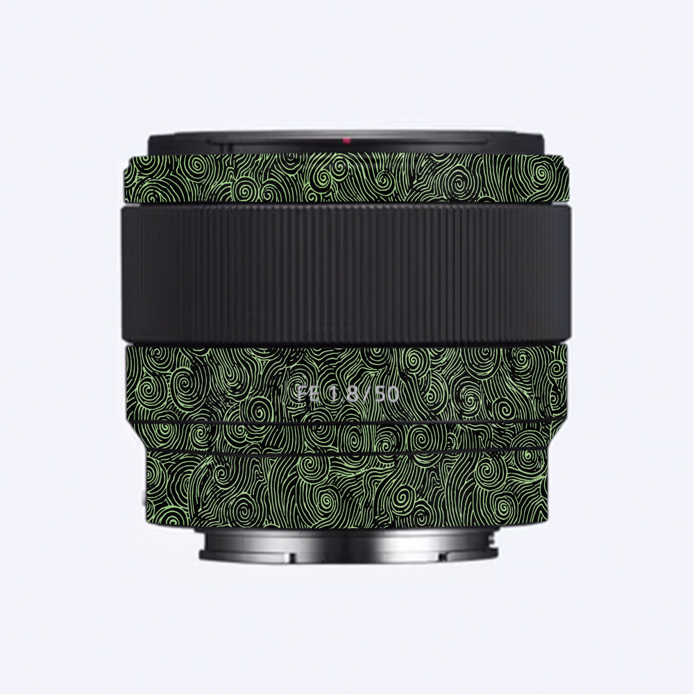 Green Spirals Sony 50mm 1.8 Camera Lens Skin