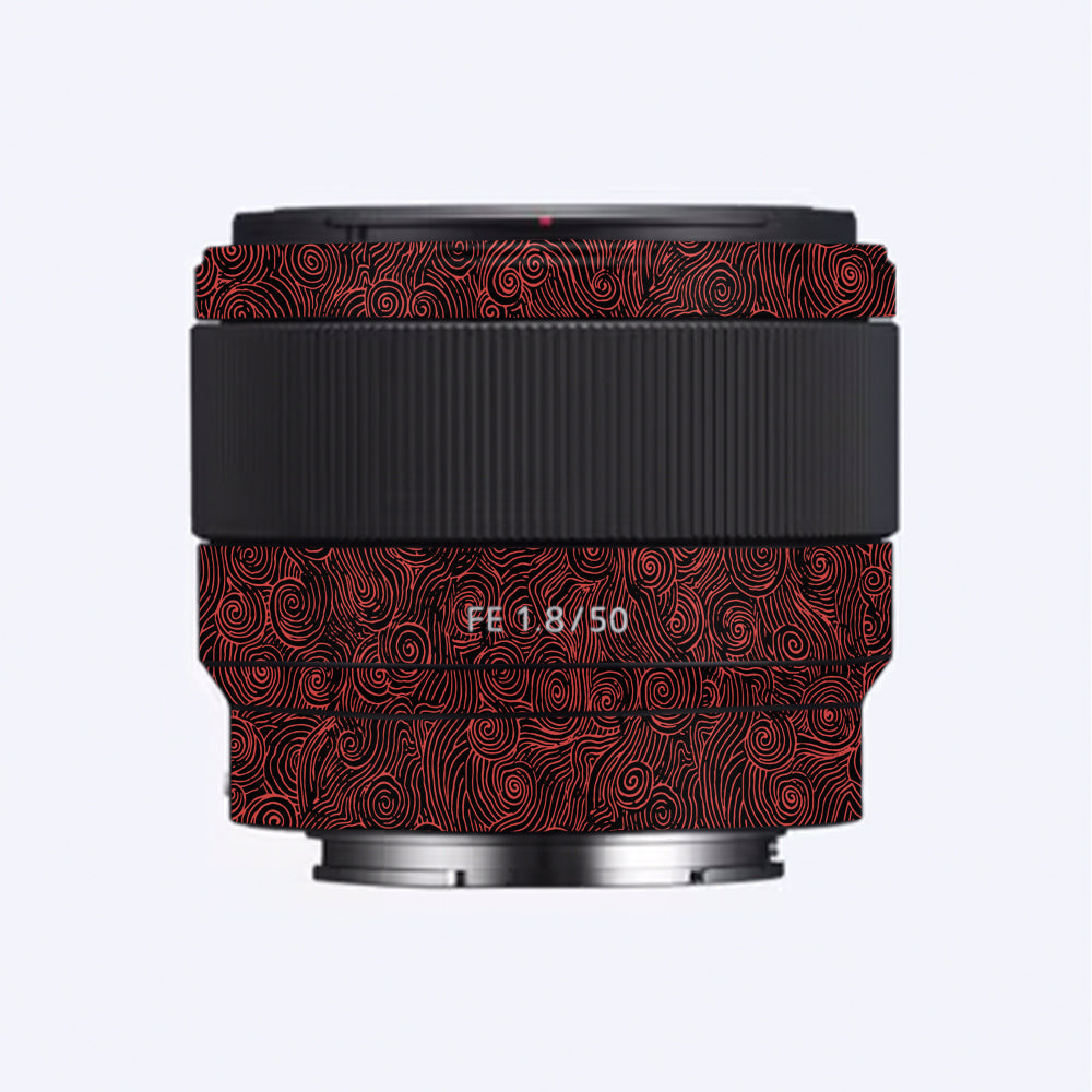 Red Spirals Sony 50mm 1.8 Camera Lens Skin