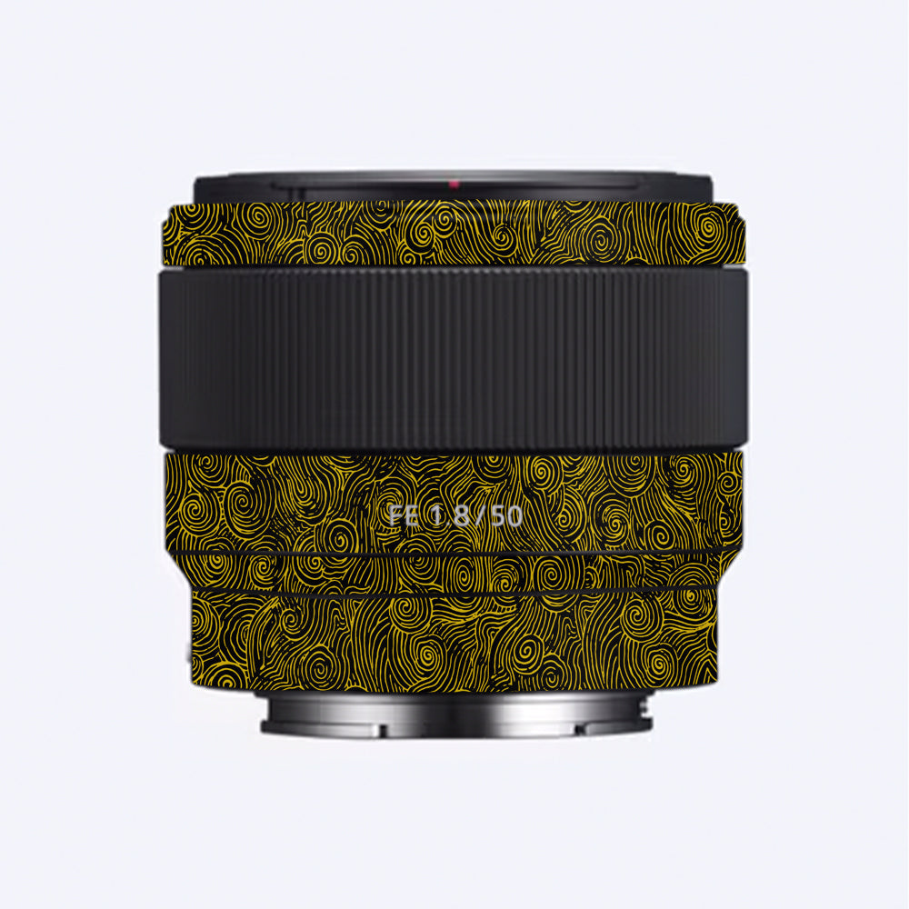 Yellow Spirals Sony 50mm 1.8 Camera Lens Skin