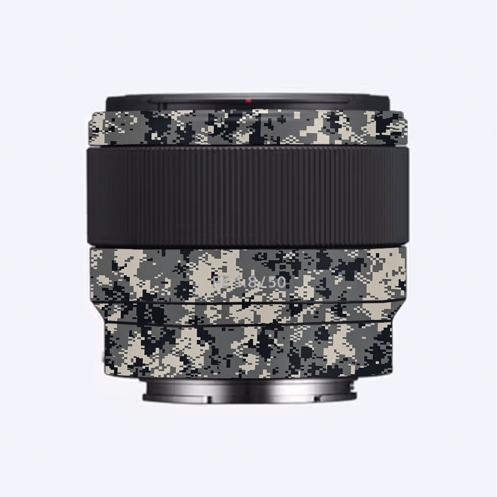 Grey Black Pixel Sony 50mm 1.8 Camera Lens Skin