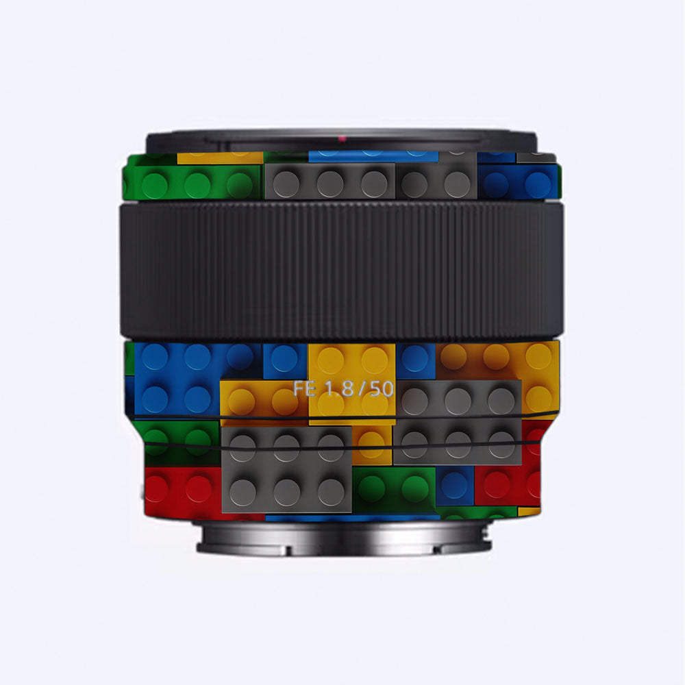 Colorful LEGO Brick Wall Pattern Sony FE 50mm f/1.8 Camera Lens Skin