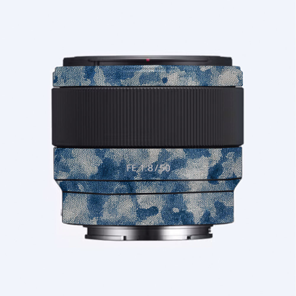Blue Watercolor Fabric Sony FE 50mm f/1.8 Camera Lens Skin